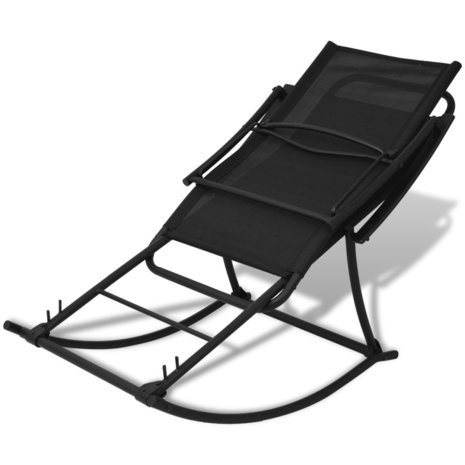 Meubelen-Online - Tuinstoel Flex schommelstoel staal en textileen zwart