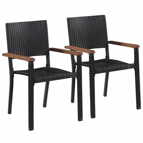 Meubelen-Online - Tuinstoel Stylo set 2 st poly rattan zwart