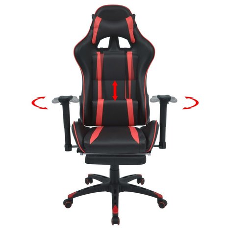 Meubelen-Online - Bureaustoel gamestoel Speed verstelbaar met voetensteun rood
