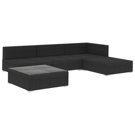 Meubelen-Online - Loungeset Karma met kussens poly rattan zwart