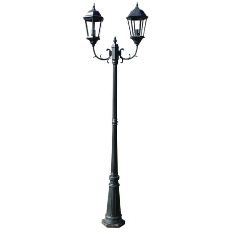 Meubelen-Online - Tuinlantaarn met 2 armen 230 cm aluminium donkergroen/zwart