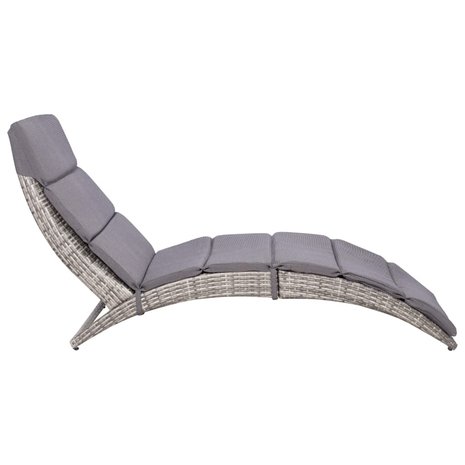 Meubelen-Online - Ligstoel Classy Ligbed inklapbaar met kussen poly rattan grijs