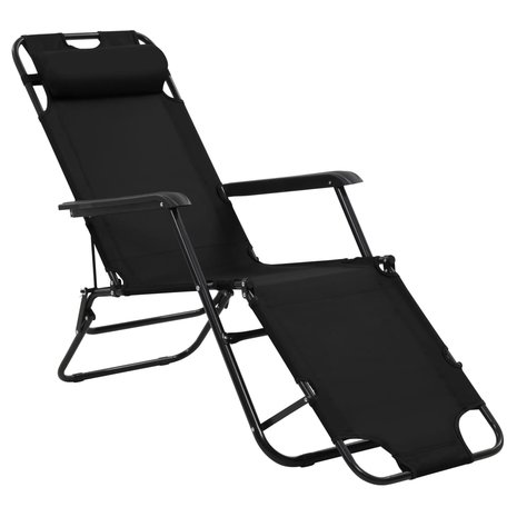 Meubelen-Online - Ligstoel Holidays inklapbaar set 2 st met voetensteun staal zwart
