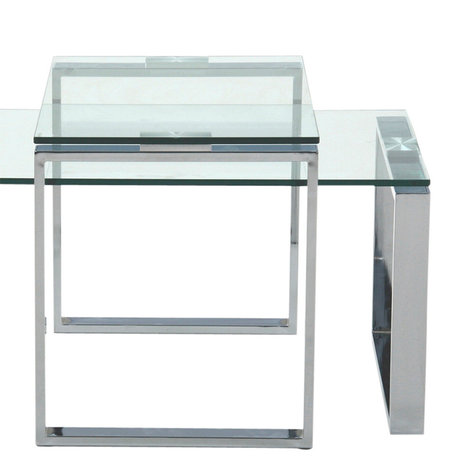 Meubelen-Online - Salontafel Magnus set 2 tafels glas met chroom bijzettafel
