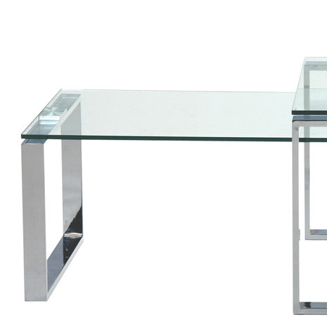 Meubelen-Online - Salontafel Magnus set 2 tafels glas met chroom detail