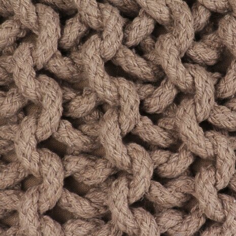 Meubelen-Online - Poef handgebreid 50x35 cm katoen bruin