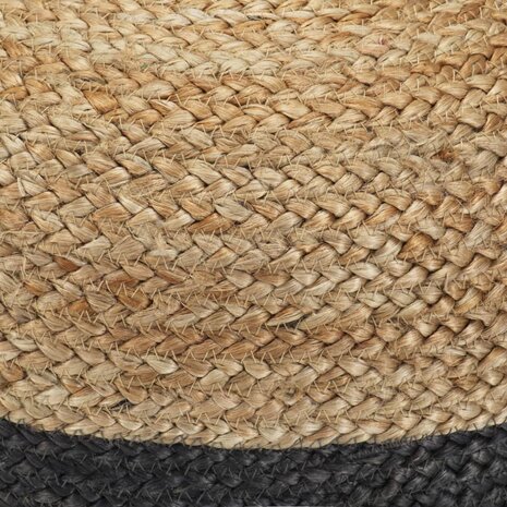 Meubelen-Online - Poef Fez handgemaakt 40x45 cm jute donkergrijs met naturel
