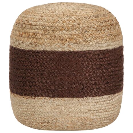 Meubelen-Online - Poef Fez handgemaakt 40x45 cm jute bruin met naturel