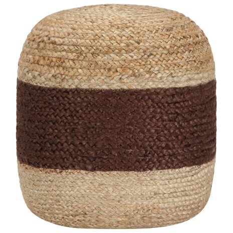 Meubelen-Online - Poef Fez handgemaakt 40x45 cm jute bruin met naturel