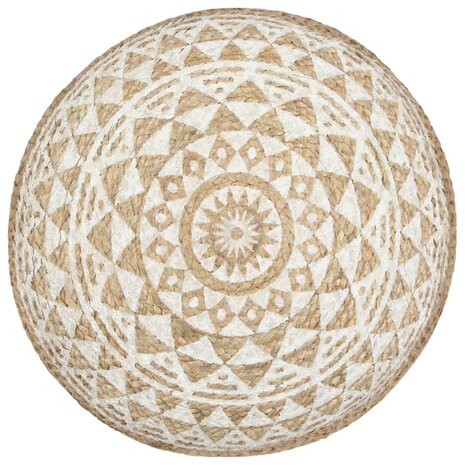 Meubelen-Online - Poef Fez handgemaakt 40x45 cm jute wit met naturel