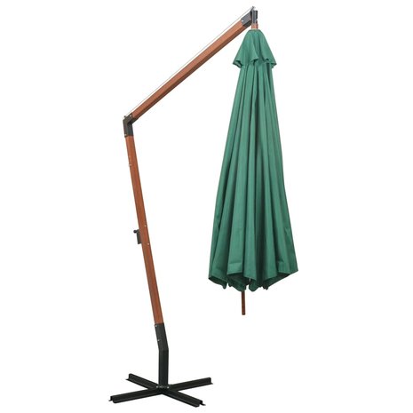 Meubelen-Online - Parasol zweefparasol 350 cm houten paal groen