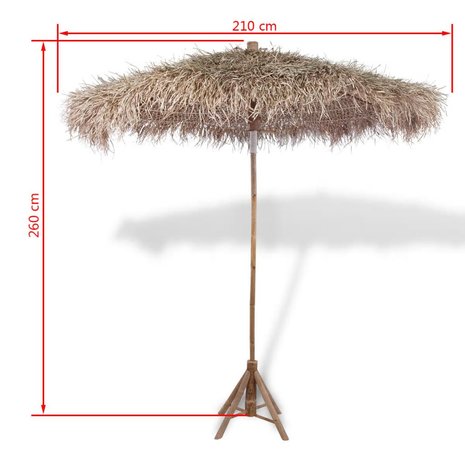 Meubelen-Online - Parasol van bamboe met dak van bananenbladeren 210cm
