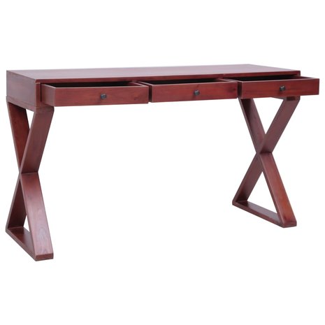 Meubelen-Online - Computerbureau met lades 132x47x77cm mahonie bruin