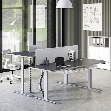 Meubelen-Online - Zit sta bureau Move-3 premium wit 160x80cm