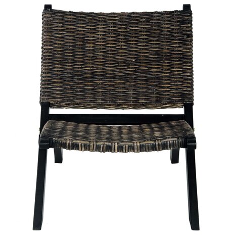 Meubelen-Online - Relaxstoel natuurlijk kubu rattan en mahoniehout zwart