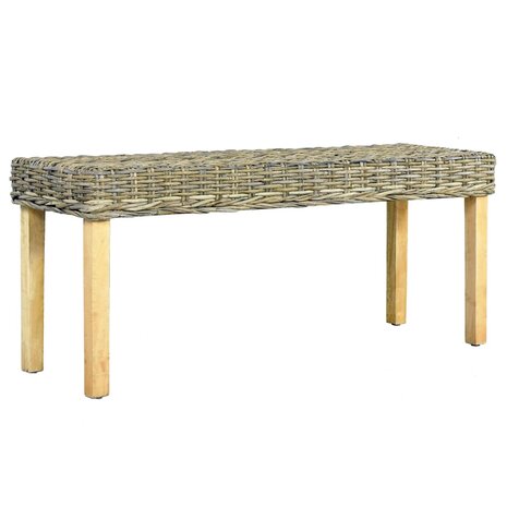 Meubelen-Online - Bankje 110 cm natuurlijk kubu rattan mangohout