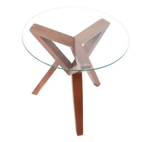 Sternzeit-design - Bijzettafel Retrostar hout met glas vintage