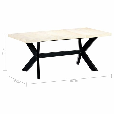 Meubelen-Online - Eettafel Francis 180x90x75 cm massief mangohout wit