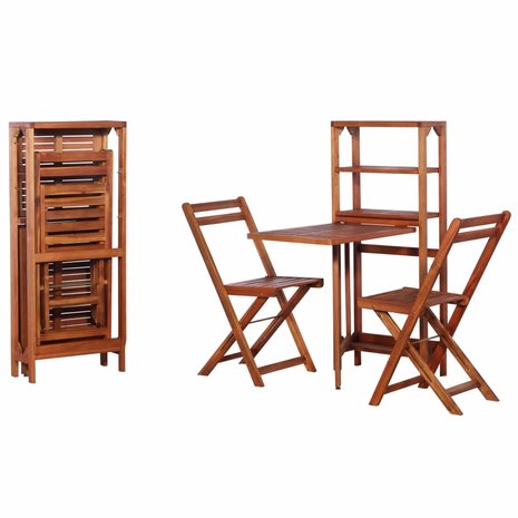 2 stoelen met tafel en kast hout inklapbaar