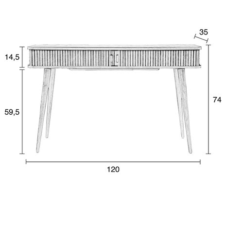 Meubelen-Online - Wandtafel Barbier sidetable hout walnoten - Zuiver