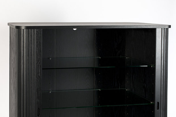 Meubelen-Online - Kast Barbier highboard hout 140cm zwart - Zuiver