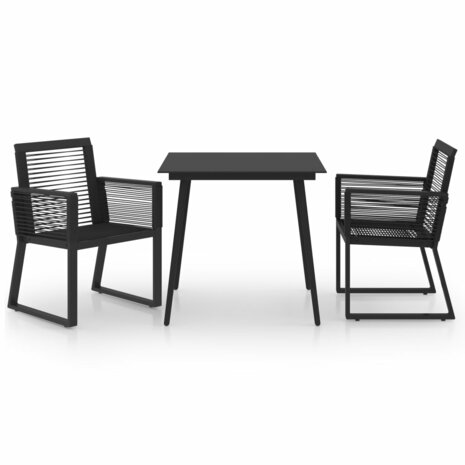 Tuinset  Mandy 3-delige bistroset PVC-rattan zwart