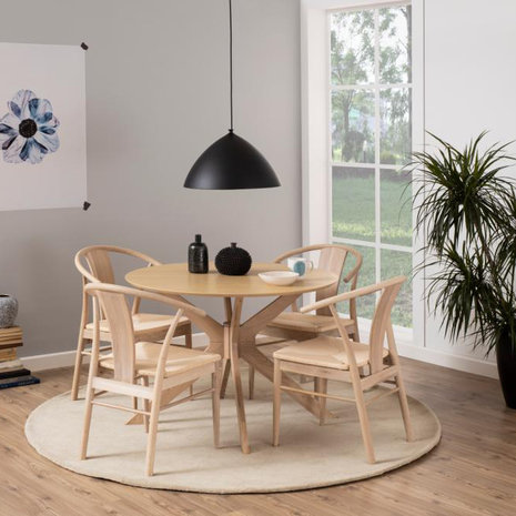 Eethoek Wintoe rond blank met 4 stoelen