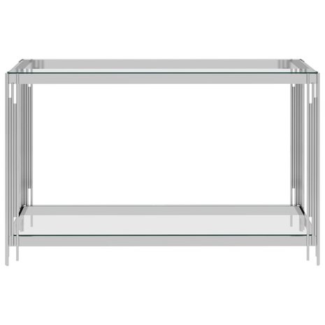 Bijzettafel 120x40x78 cm roestvrij staal en glas zilverkleurig
