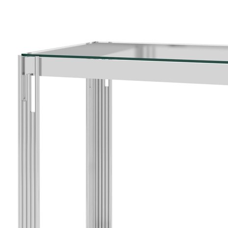 Bijzettafel 120x40x78 cm roestvrij staal en glas zilverkleurig