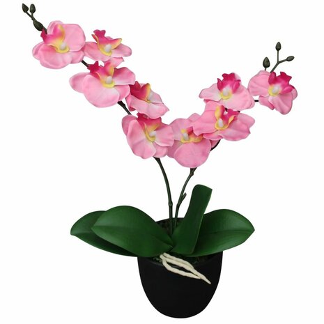 Kunst orchidee plant met pot 30 cm roze