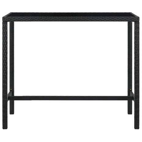 Tuinbartafel 130x60x110 cm poly rattan en glas zwart