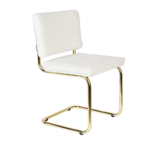 Zuiver - SET 2 Eetkamerstoelen Teddy wit met goudkleur