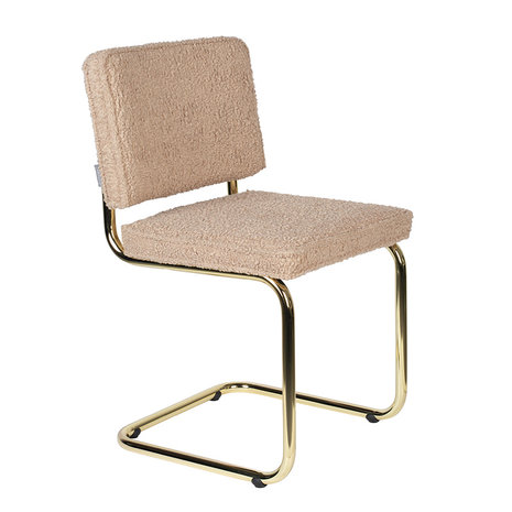 Zuiver - SET 2 Eetkamerstoelen Teddy roze met goudkleur