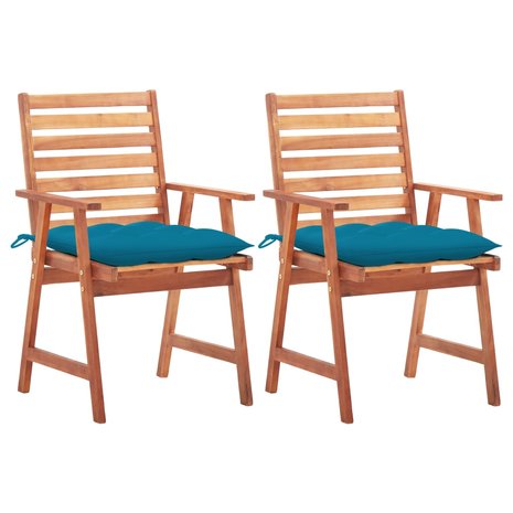 Tuinstoelen Adrie SET 2 st met kussens blauw massief acaciahout