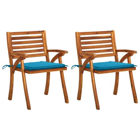 Tuinstoelen Adriana SET 2 st met kussens turquoise massief acaciahout