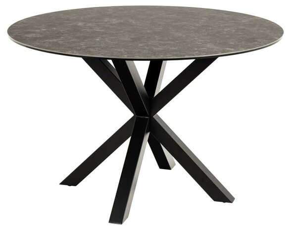 Eettafel Fairbanks rond 119cm zwart keramiek met metaal