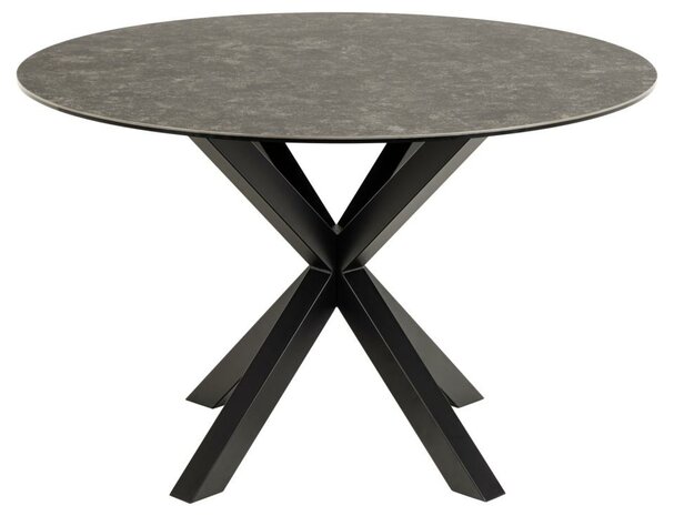 Eettafel Fairbanks rond 119cm zwart keramiek met metaal
