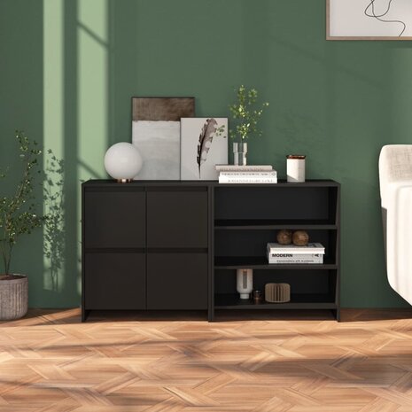 2 st Dressoirs bewerkt hout zwart