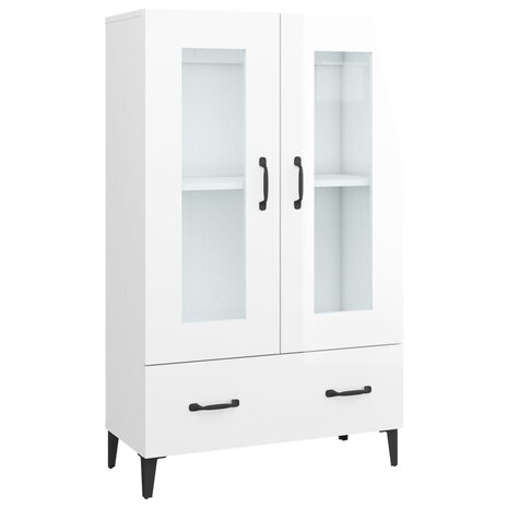 Hoge kast 70x31x115 cm bewerkt hout hoogglans wit