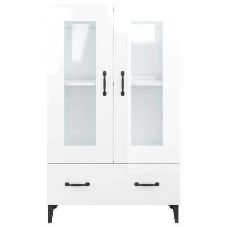 Hoge kast 70x31x115 cm bewerkt hout hoogglans wit