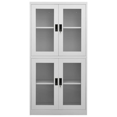 Archiefkast Cantate 90x40x180 cm staal en gehard glas lichtgrijs