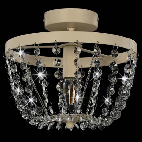 Kroonluchter Plafondlamp met kristallen rond E14 wit