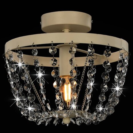 Kroonluchter Plafondlamp met kristallen rond E14 wit