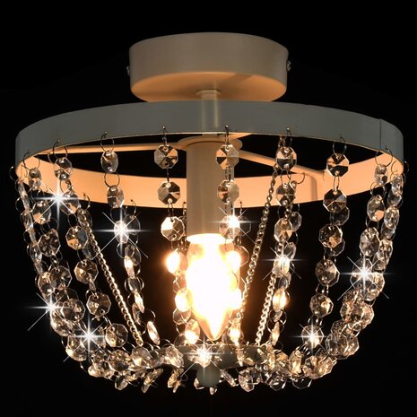 Kroonluchter Plafondlamp met kristallen rond E14 wit