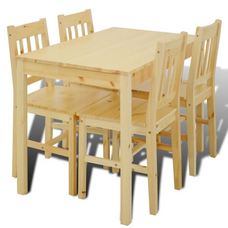 Eethoek Oslo tafel met 4 stoelen hout naturel