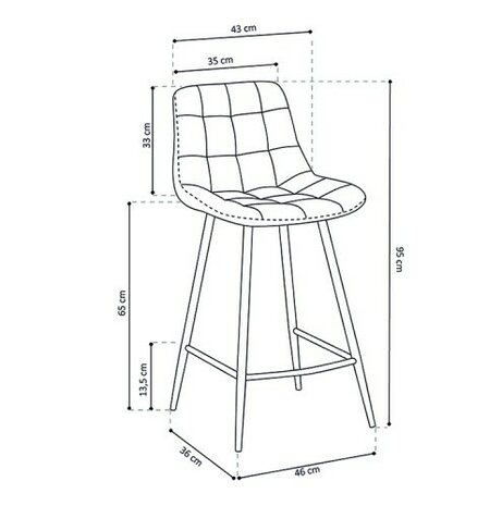 Counter chair Favo velvet geel barkruk kookeiland