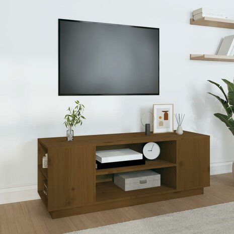 Tv-meubel Andries 110x35x40,5 cm massief grenenhout honingbruin