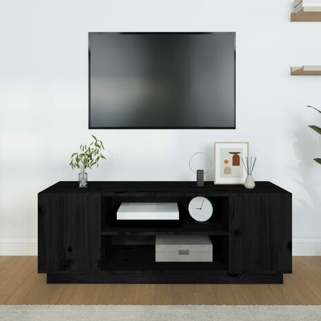 Tv-meubel Andries 110x35x40,5 cm massief grenenhout zwart