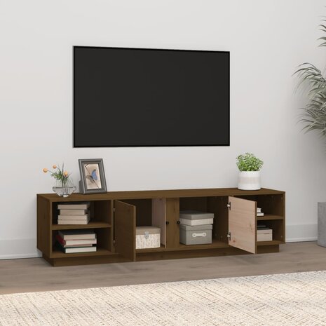 Tv-meubel Amber 156x40x40 cm massief grenenhout honingbruin