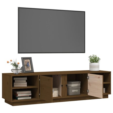 Tv-meubel Amber 156x40x40 cm massief grenenhout honingbruin